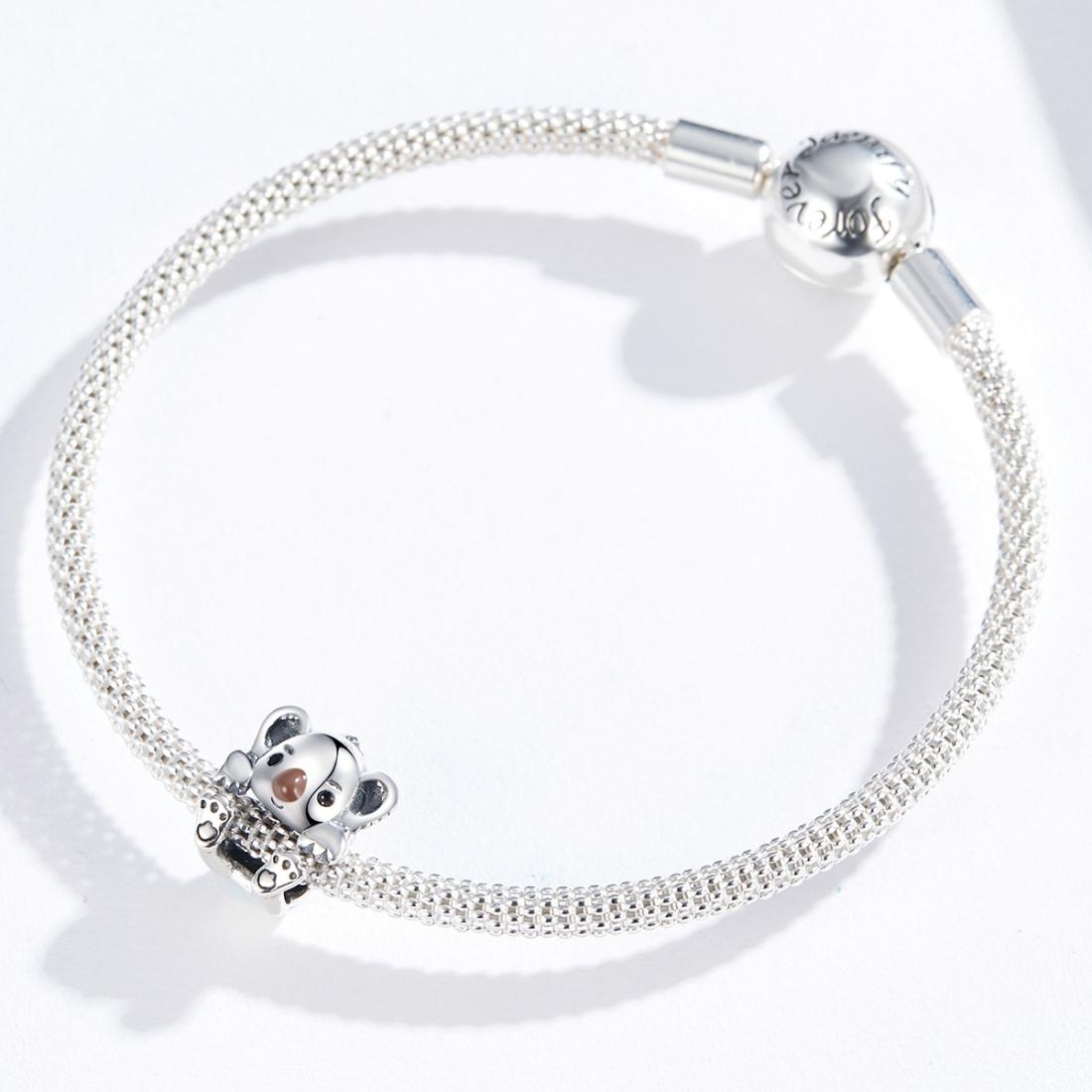 925 Sterling Silver Adorable Koala Animal Charm For Diy Bracelets