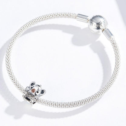 925 Sterling Silver Adorable Koala Animal Charm For Diy Bracelets