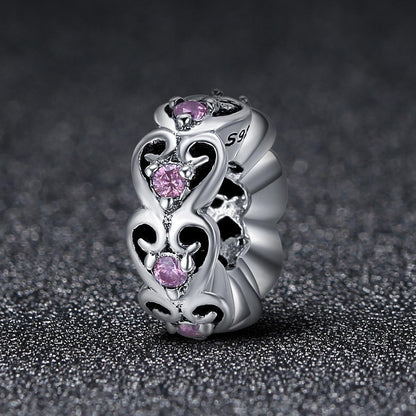 925 Sterling Silver Cat Heart Diamond Bead Bracelet / Necklace Accessory