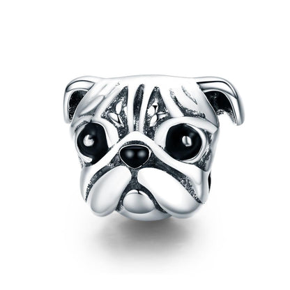 925 Sterling Silver Pug Diamond Bead Bracelet Accessory
