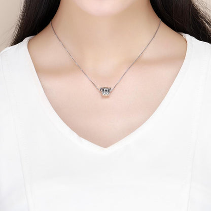 925 Sterling Silver Pug Diamond Bead Bracelet Accessory