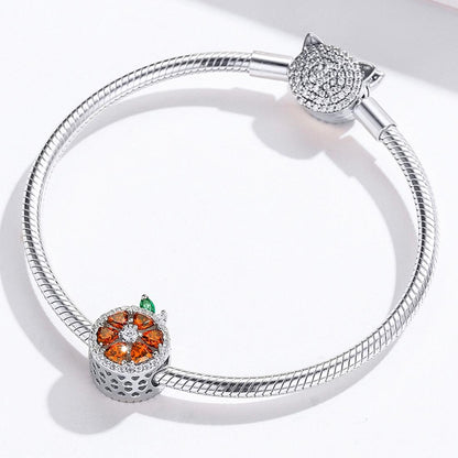 925 Sterling Silver Red Pomelo Bead Bracelet / Necklace Set