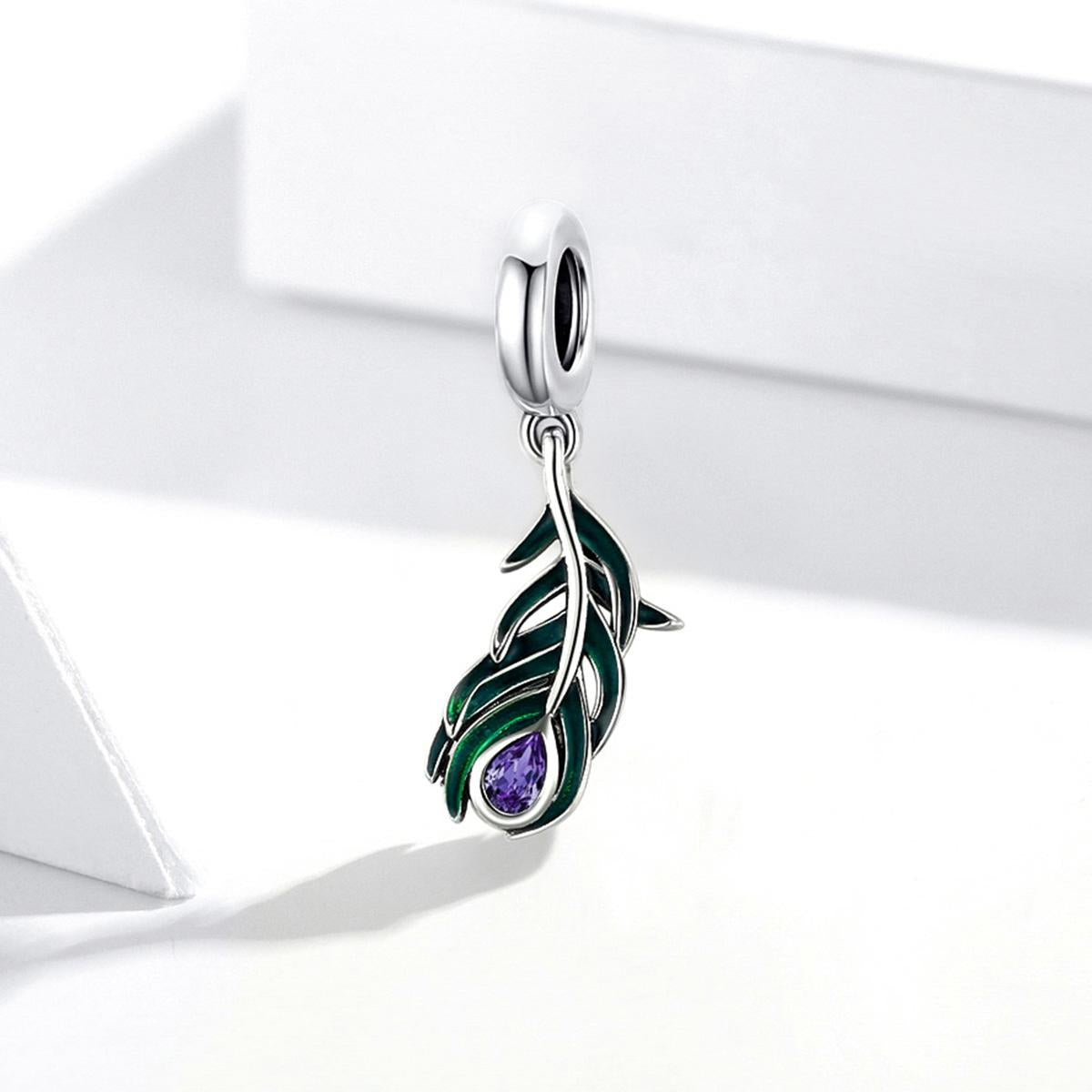 925 Sterling Silver Peacock Feather Pendant For Diy Bracelet Or Necklace
