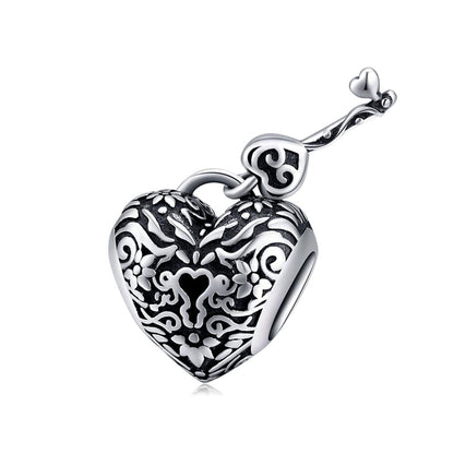 925 Sterling Silver Retro Heart Beaded Bracelet