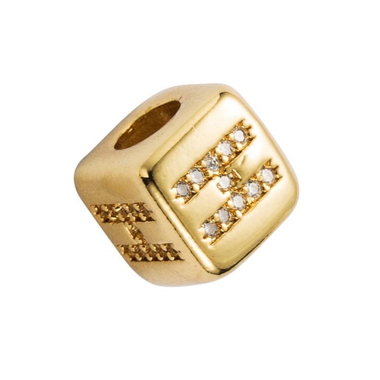 Brass Micro Inlaid Couple Red String Pull Diy Bracelet English Letter Beads Style - H