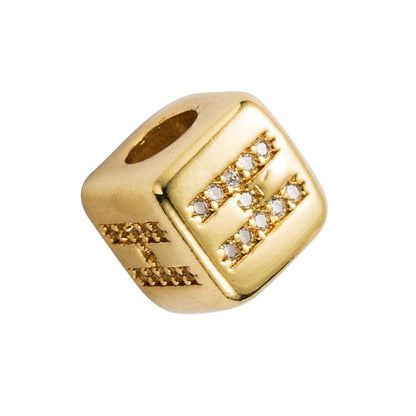 Brass Micro Inlaid Couple Red String Pull Diy Bracelet English Letter Beads Style - H