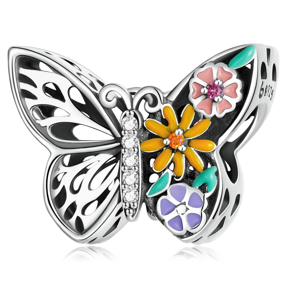 925 Sterling Silver Flower Butterfly Beads For Diy Bracelets & Necklaces