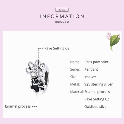 925 Sterling Silver Pet Imprint Beads For Diy Bracelets & Necklaces