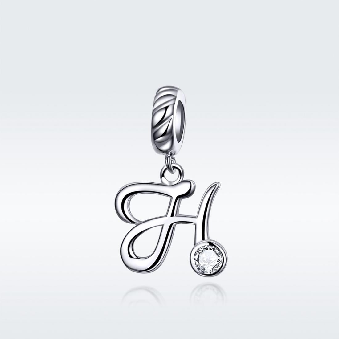 925 Sterling Silver Letter Pendant For Diy Bracelet Or Necklace Style - H