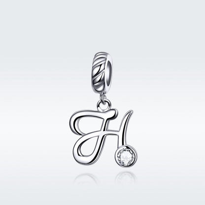 925 Sterling Silver Letter Pendant For Diy Bracelet Or Necklace Style - H