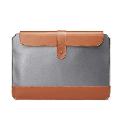 13-14 Inch Horizontal Microfiber Notebook Liner Bag In Gray & Brown