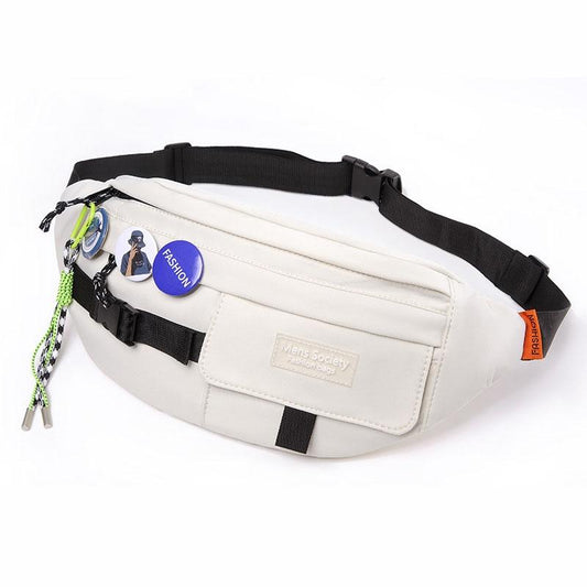 Chest Shoulder Messenger Bag Badge - White + Badge + Lanyard