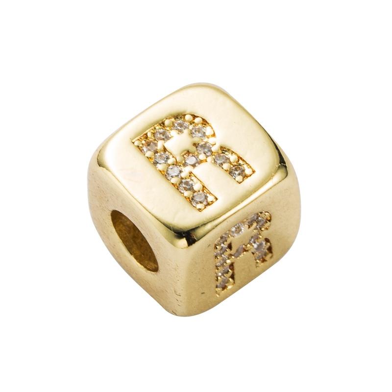 Brass Micro Inlaid Couple Red String Pull Diy Bracelet English Letter Beads Style - R