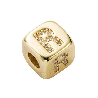 Brass Micro Inlaid Couple Red String Pull Diy Bracelet English Letter Beads Style - R