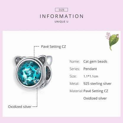 925 Sterling Silver Cat Ear Bead Bracelet / Necklace Accessory