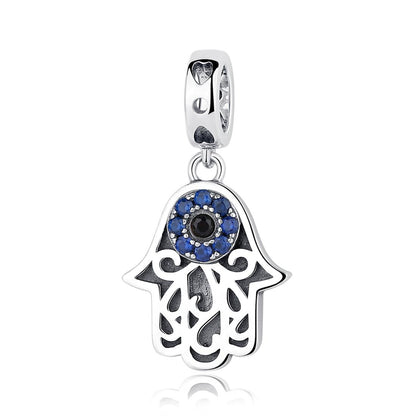 925 Sterling Silver Evil Eye Hand Charm Unique Design
