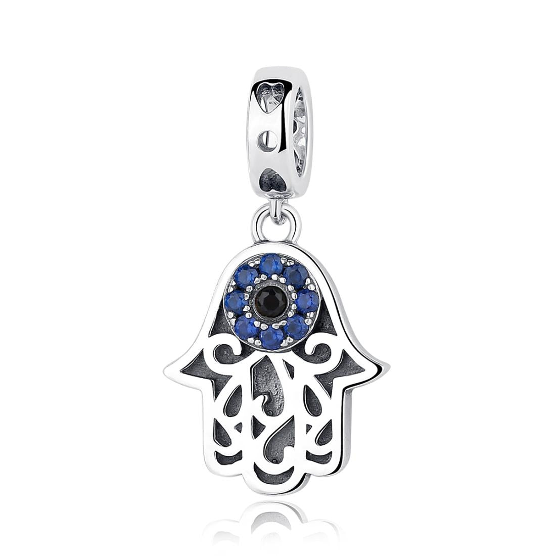 925 Sterling Silver Evil Eye Hand Charm Unique Design