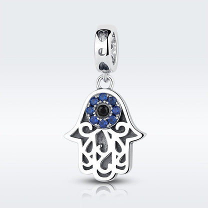 925 Sterling Silver Evil Eye Hand Charm Unique Design