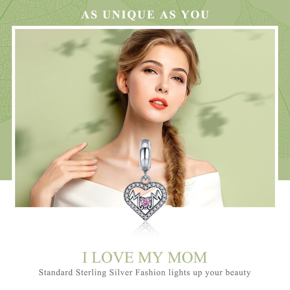 925 Sterling Silver Love Mother Heart Pendant For Diy Bracelets & Necklaces