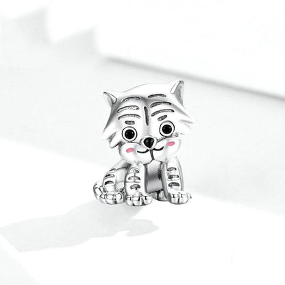 925 Sterling Silver Tiger Bead Pendant For Diy Bracelets & Necklaces