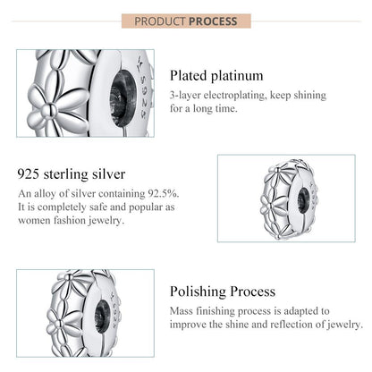 925 Sterling Silver Flower Bead Bracelet / Necklace Accessory Set