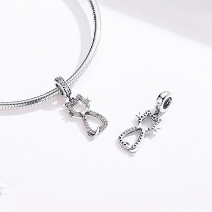 925 Sterling Silver Zircon Cat Pendant For Bracelet Diy Accessory