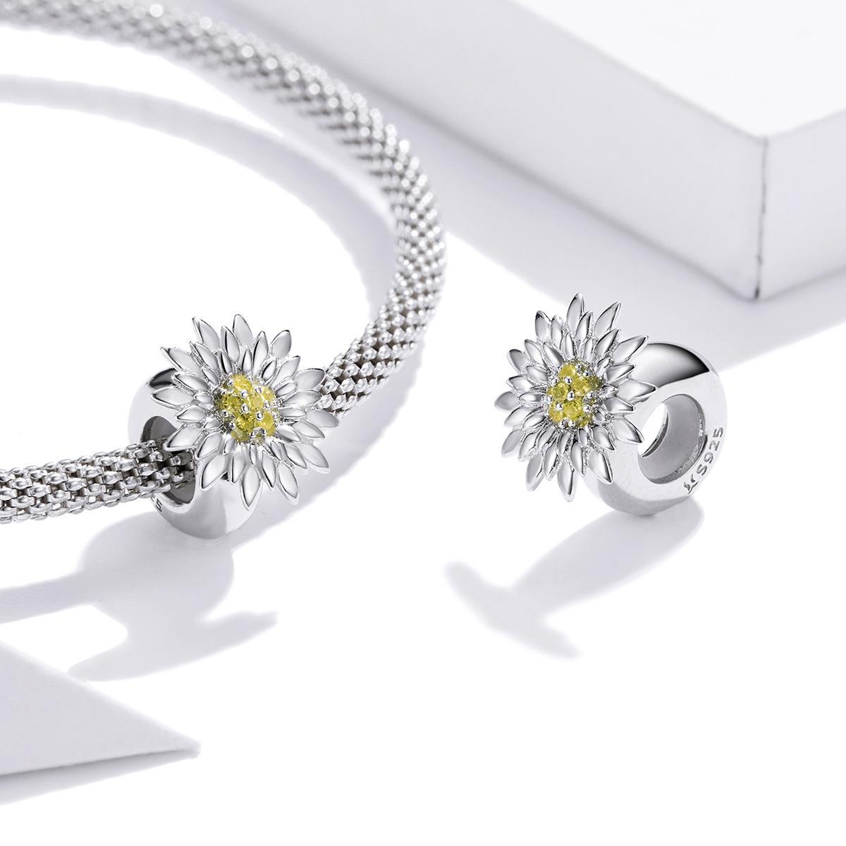 925 Sterling Silver Sunflower Bead Bracelet & Necklace Set