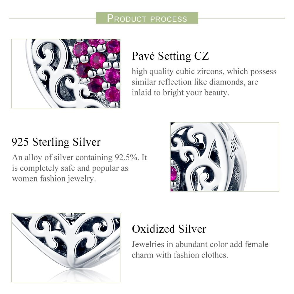 925 Sterling Silver Heart Beads For Diy Bracelets