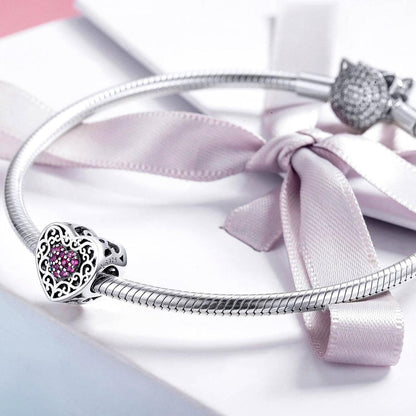 925 Sterling Silver Heart Beads For Diy Bracelets