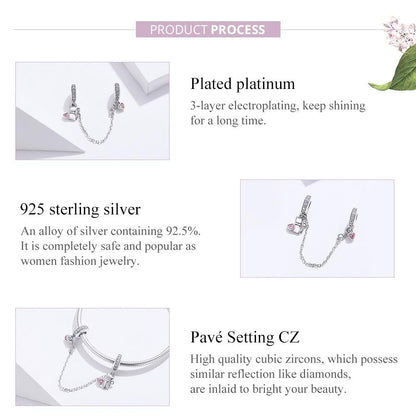 925 Sterling Silver Cat Safety Chain For Diy Bracelets