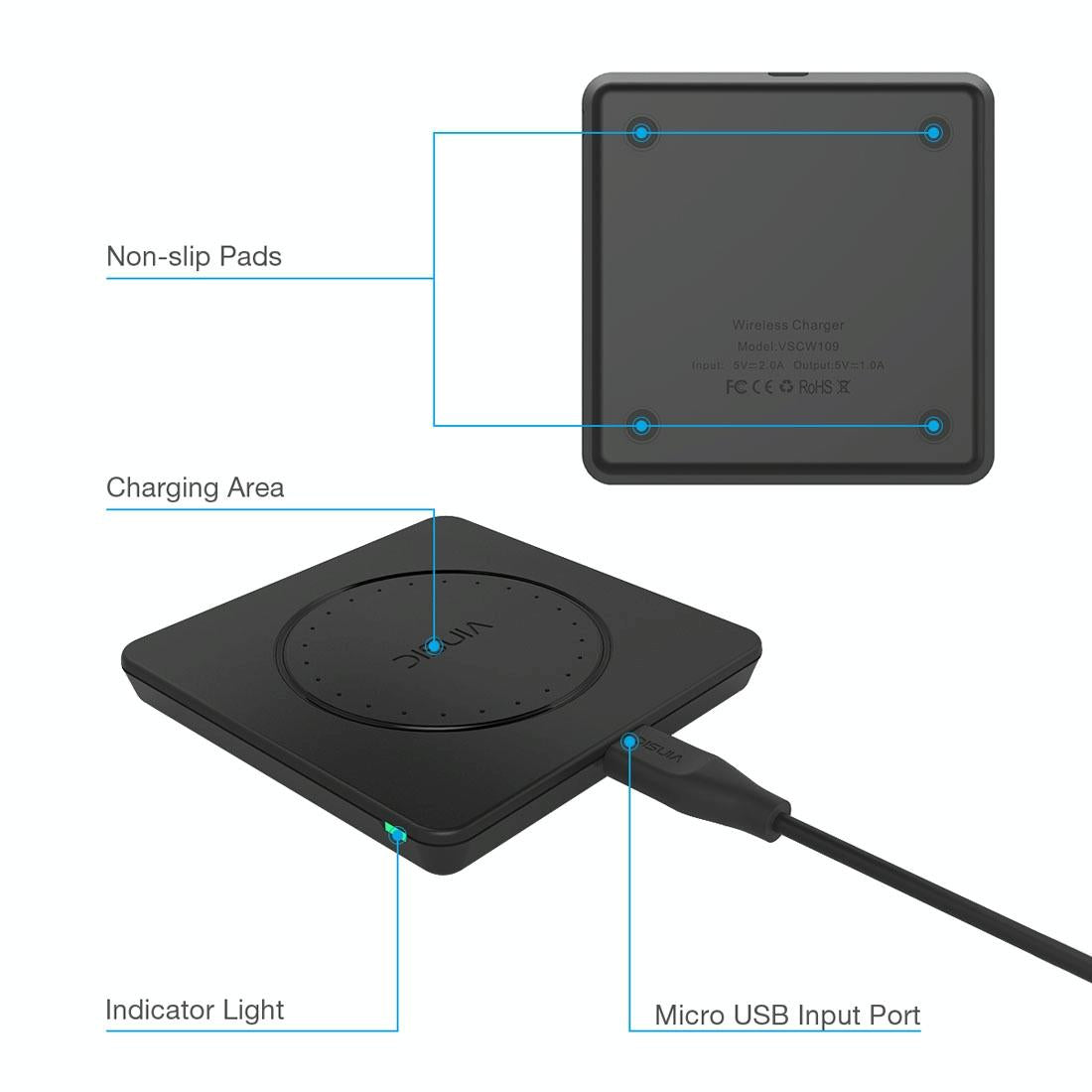 Portable Wireless Charger Pad 5V 1A Qi Standard