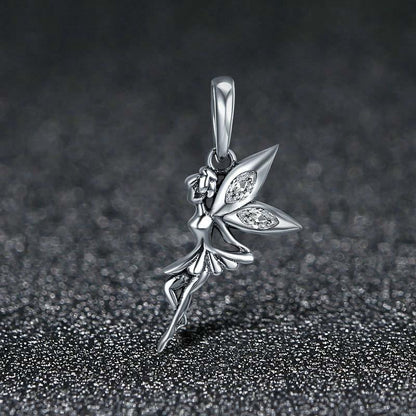 925 Sterling Silver Flower Fairy Dangle Pendant For Diy Bracelets & Necklaces