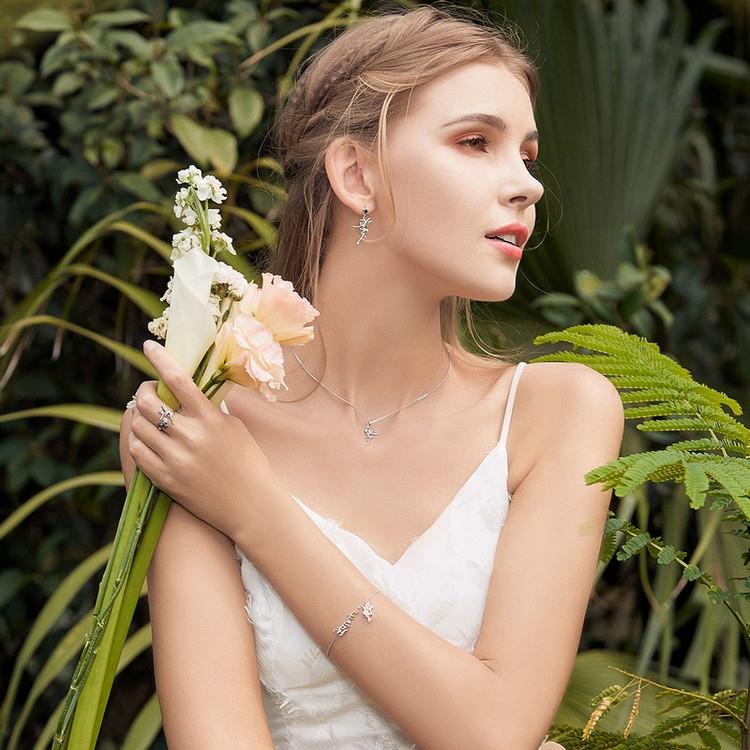 925 Sterling Silver Flower Fairy Dangle Pendant For Diy Bracelets & Necklaces