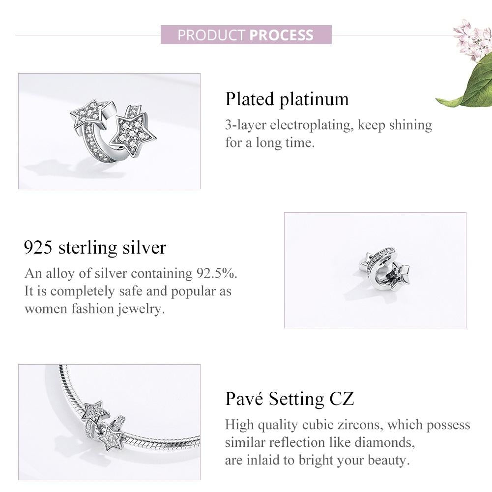 925 Sterling Silver Star Beaded Bracelet / Necklace Set