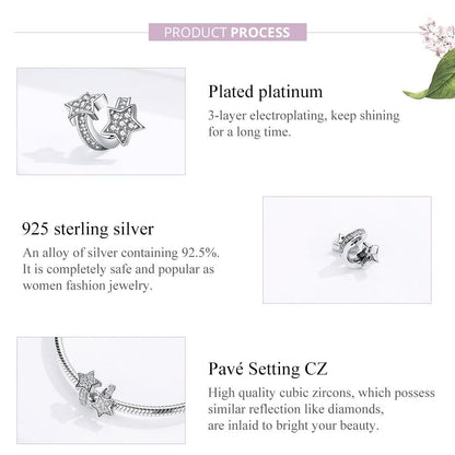 925 Sterling Silver Star Beaded Bracelet / Necklace Set