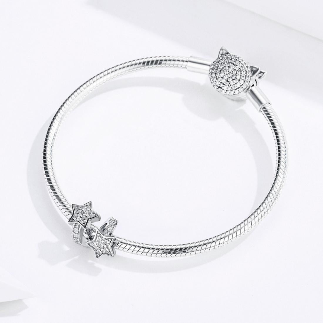 925 Sterling Silver Star Beaded Bracelet / Necklace Set