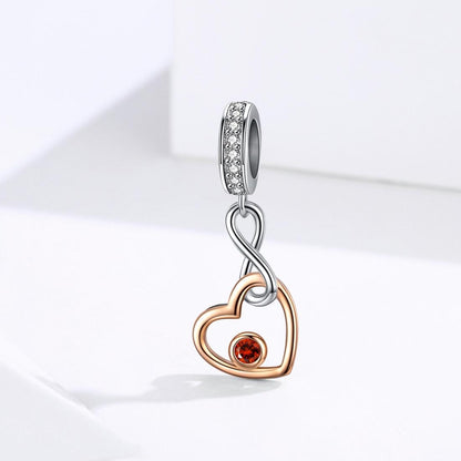 925 Sterling Silver Rose Gold Heart Pendant For Diy Bracelet Or Necklace
