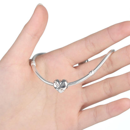 925 Sterling Silver Sister Heart Beads For Diy Bracelets & Necklaces