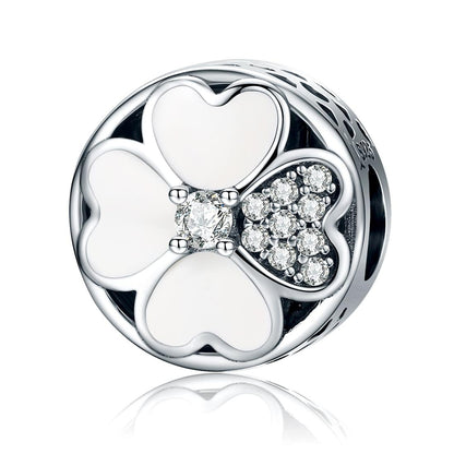 925 Sterling Silver Diamond Petal Bead Bracelet Happiness