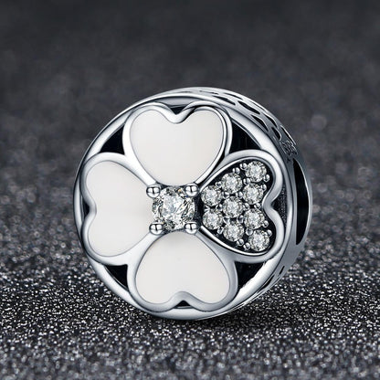 925 Sterling Silver Diamond Petal Bead Bracelet Happiness