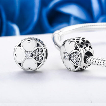 925 Sterling Silver Diamond Petal Bead Bracelet Happiness