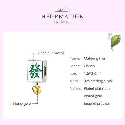 925 Sterling Silver Mahjong Beads For Diy Bracelets & Necklaces