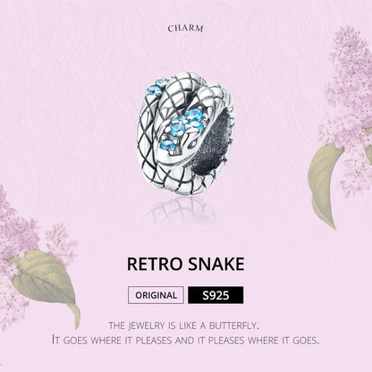 925 Sterling Silver Retro Snake Beaded Diy Bracelet