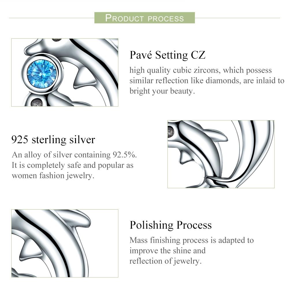 925 Sterling Silver Dolphin Bead Pendant For Diy Bracelets & Necklaces