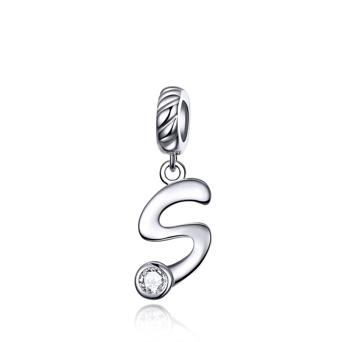 925 Sterling Silver Personalized Letter Pendant For Diy Bracelets And Necklaces Style - S