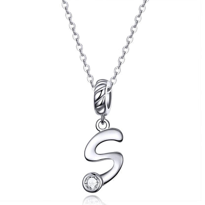 925 Sterling Silver Personalized Letter Pendant For Diy Bracelets And Necklaces Style - S