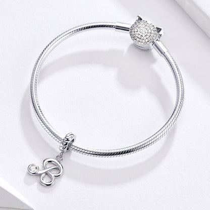 925 Sterling Silver Personalized Letter Pendant For Diy Bracelets And Necklaces Style - S