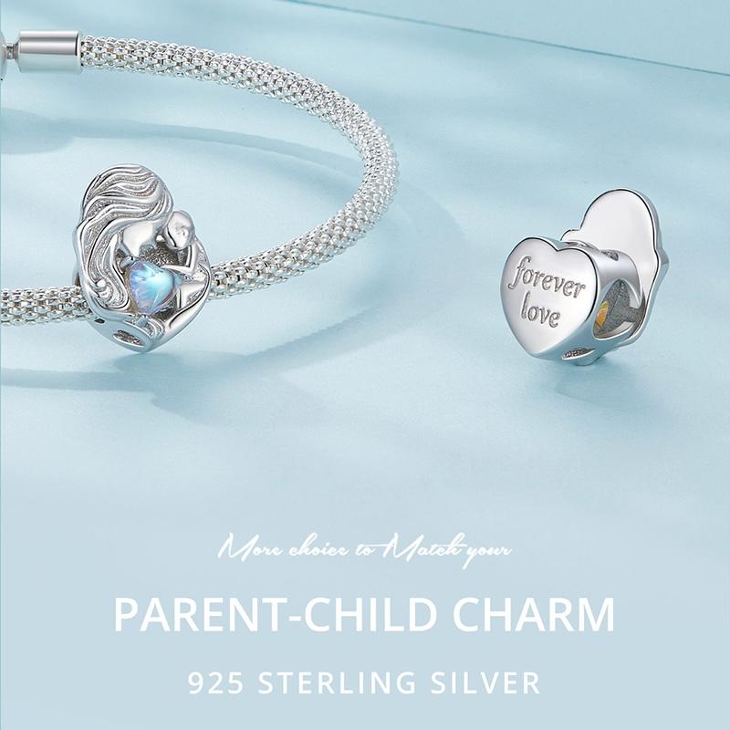 925 Sterling Silver Love Heart Pendant Necklace For Mother And Child