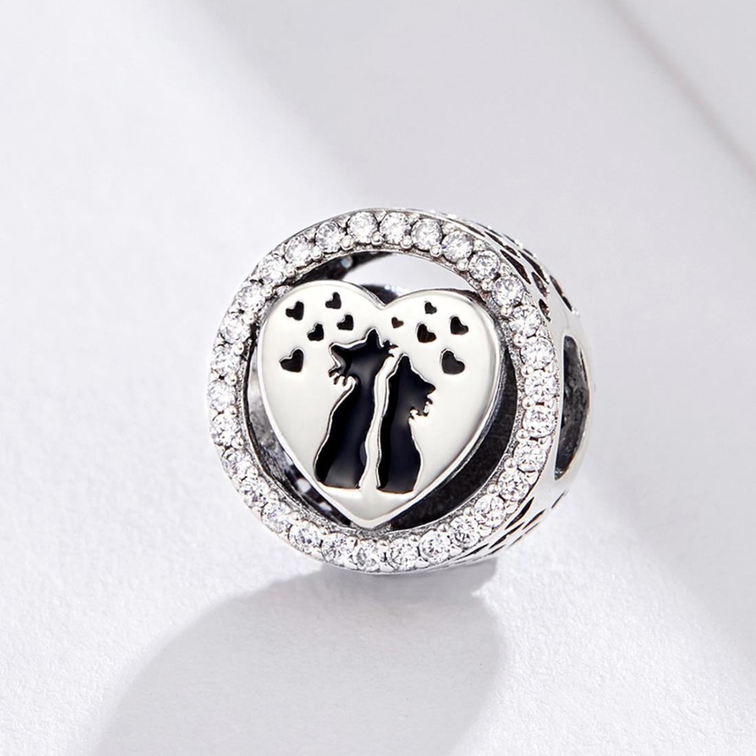925 Sterling Silver Love Cat Heart Beads For Diy Bracelets & Necklaces