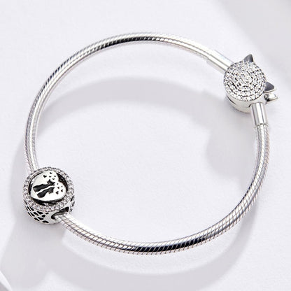 925 Sterling Silver Love Cat Heart Beads For Diy Bracelets & Necklaces